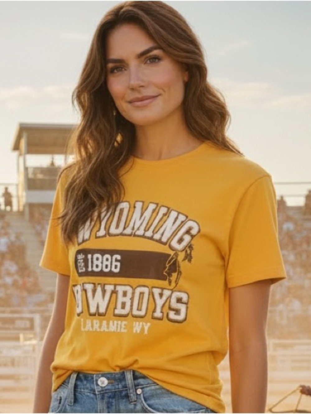 Russell Athletic Gold Wyoming Cowboys Graphic Tee
